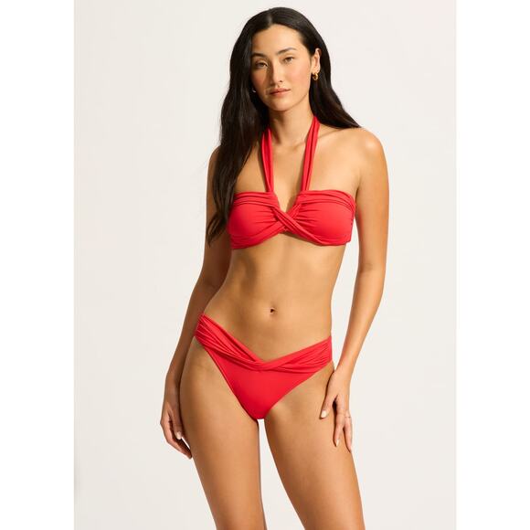 Seafolly Collective Halter Bandeau Bikini Top Chilli Red XL 12 - Picture 1 of 6